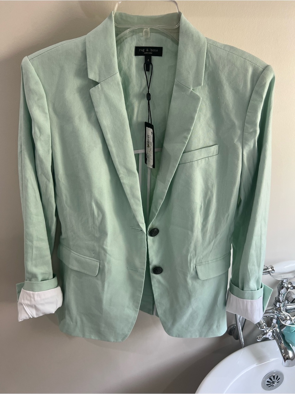 rag & bone Mint Green linen Blazer. NWT.